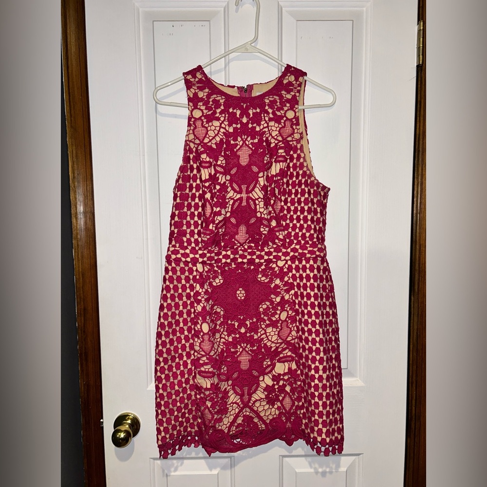 Pink and tan cocktail dress